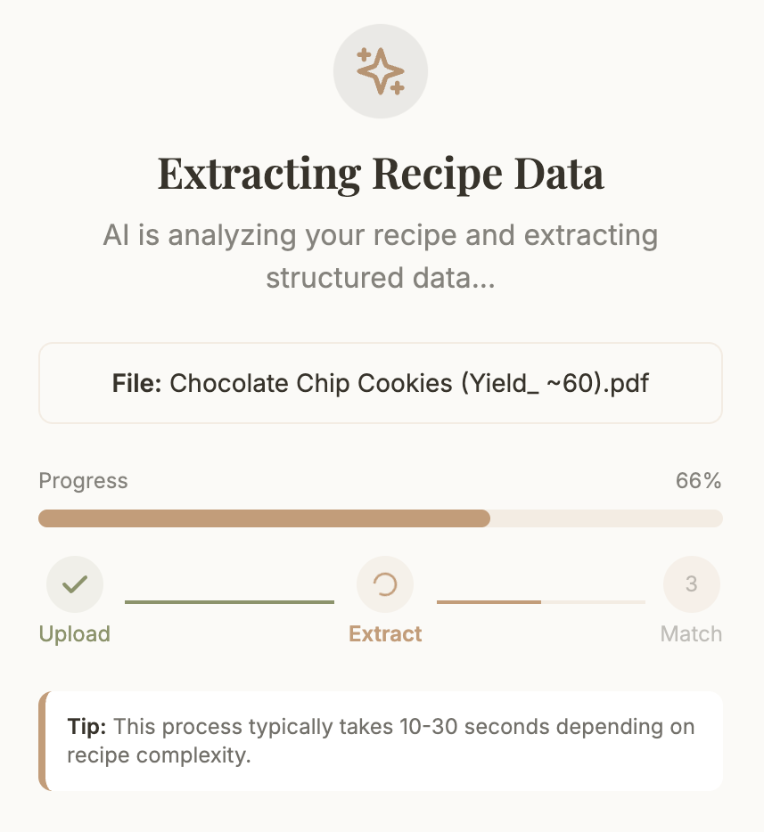 Bakerflow AI recipe import interface