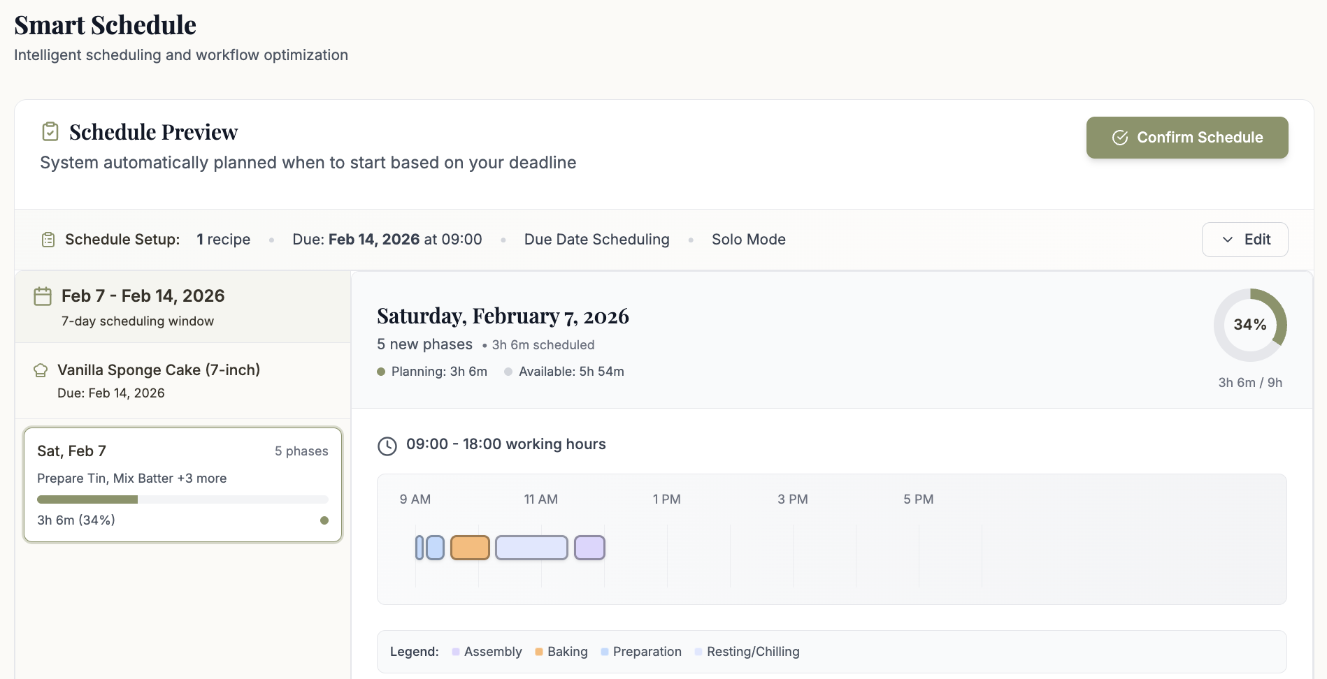 Bakerflow smart scheduling interface